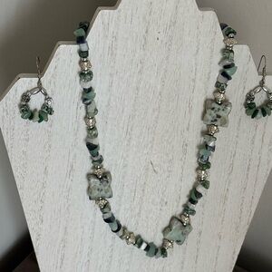 handmade multi gem necklace and earrings set